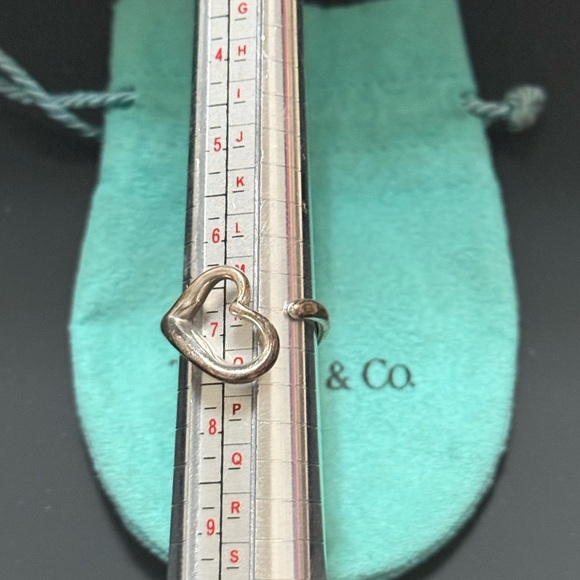 Tiffany & Co. Sterling Silver 925 Elsa Peretti Open Heart Ring size 7 W/Pouch - Picture 6 of 17